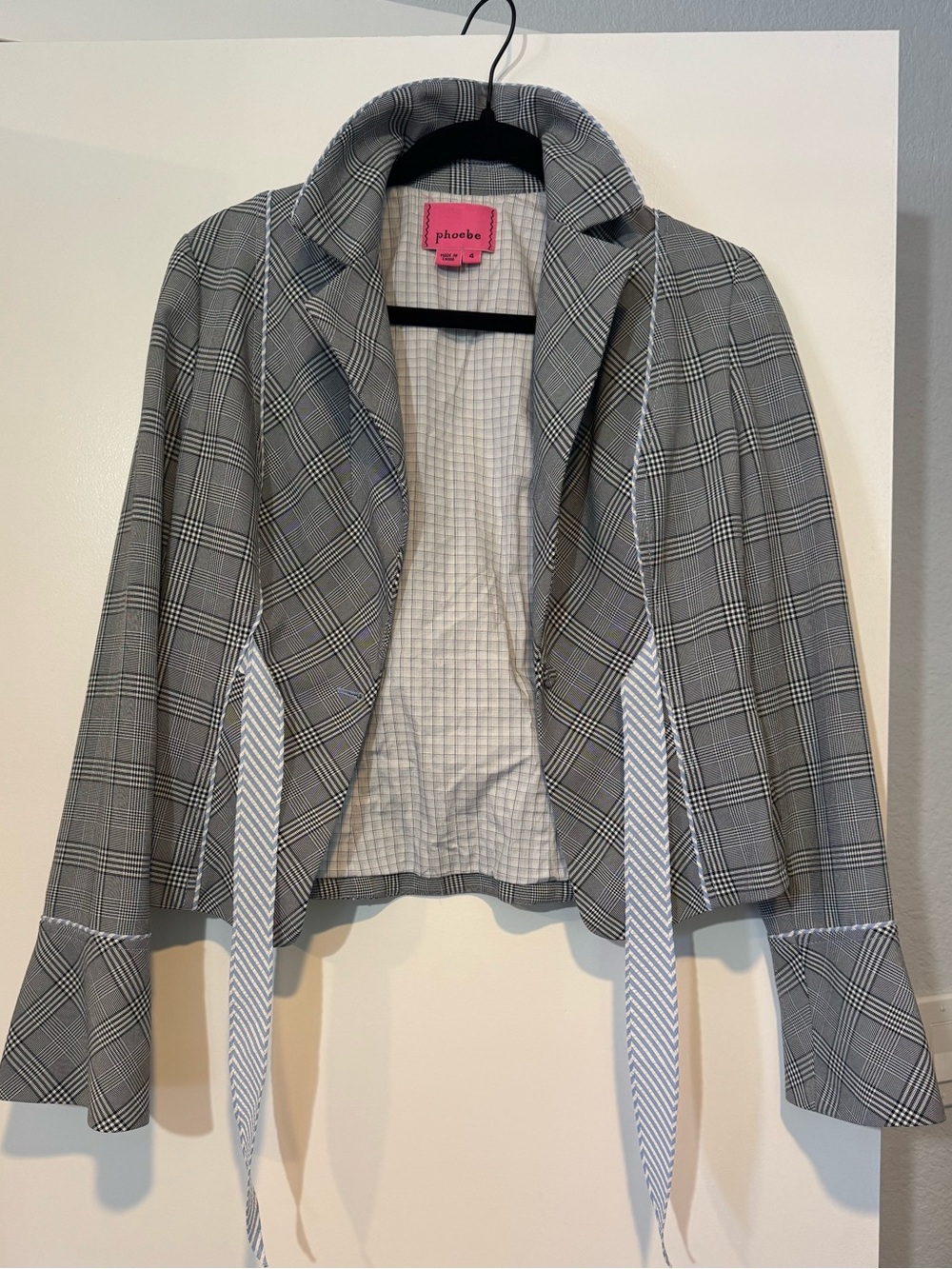 Phoebe Grey Plaid Women's Blazer Jacket Size 4